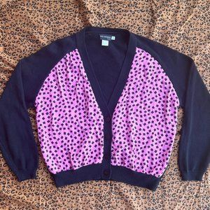 90s vintage pink & black women's cardigan sweater 14P kidcore clowncore bright